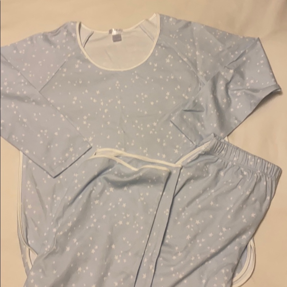 NWOT LAKE Pima Long Set in Blue / White Stars